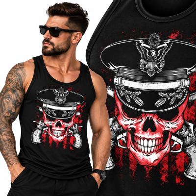 TANK TOP HORROR COP AND GUNS